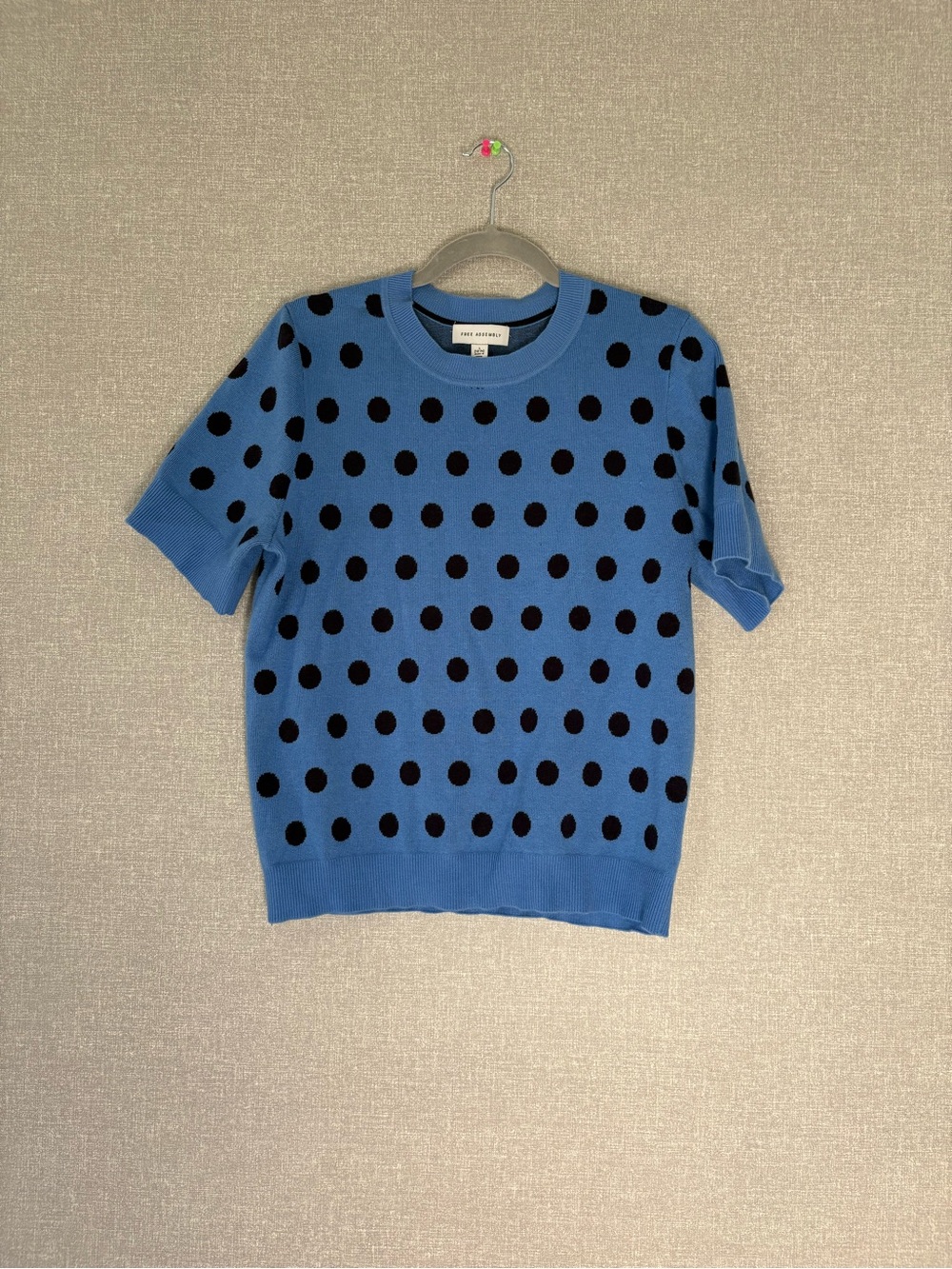 Blue Polka Dot Knit Top - Unbranded